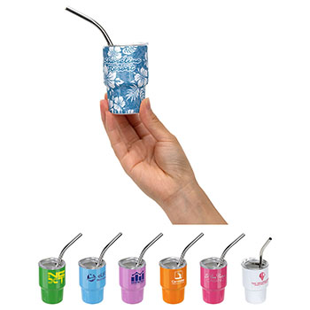 Mini Belmont 3 oz Double-Wall Stainless Steel Tumbler with Straw 