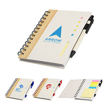 Camber Spiral Notebook with Colorful Sticky Notes & Pen 