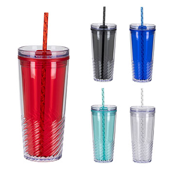 Clio 20 oz 2-in-1 Recycled Acrylic Straw Tumbler 