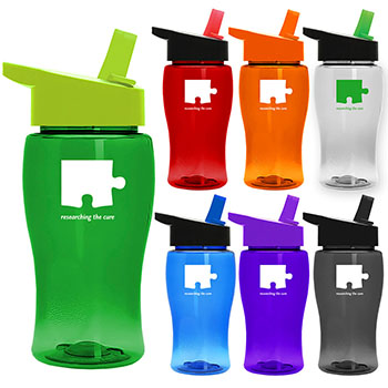 18 oz. Transparent Jr. Bottle With Flip Straw Lid