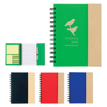 Spiral Notebook With Sticky Notes & Flags