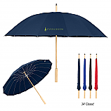 46" Arc Umbrella With 100% rPET Canopy And Bamboo Handle