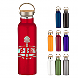 21 oz Full Laser Tipton Stainless Steel Bottle With Bamboo Lid